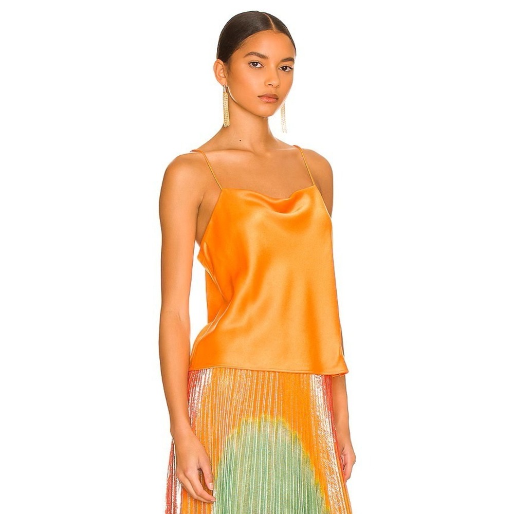 Alice + Olivia Harmon Slip Tank In Tangerine- Feminine Romantic Classic
